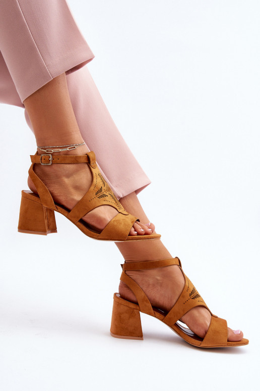 basutės žemu kulniuku rudos spalvos Eleriva