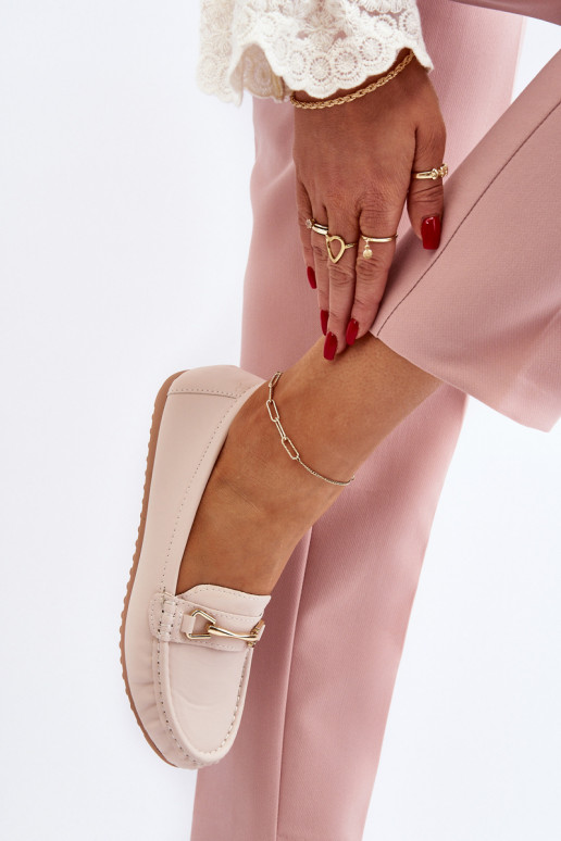 Klasikinio modelio Mokasinai su ornamentais smėlio spalvos Ainslee