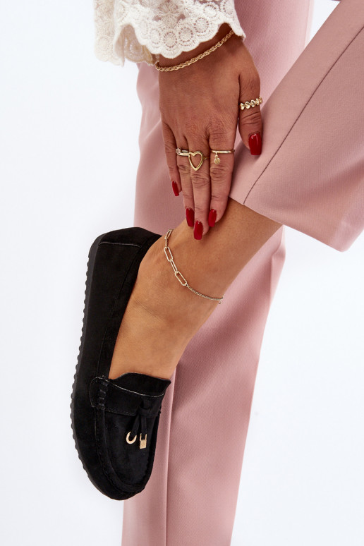 iš zomšos Klasikinio modelio Mokasinai juodos spalvos Ontala