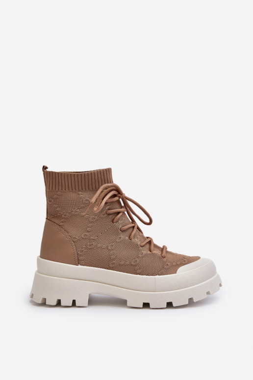 su kojinės tipo auliuku Įsispiriamo modelio Aulinukai rudos spalvos Solime su kojinės tipo auliuku Įsispiriamo modelio Aulinukai rudos spalvos Solime