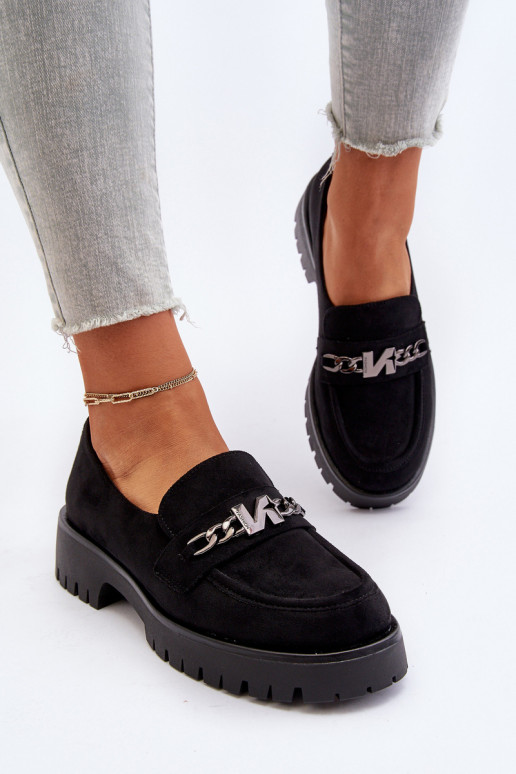 Zomšiniai mokasinai su ornamentais juodos spalvos Loraleima