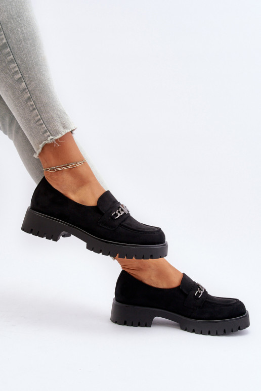 Zomšiniai mokasinai su ornamentais juodos spalvos Loraleima