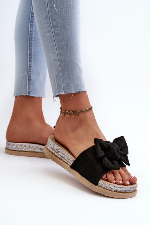  Šlepetės su platforma su kaspinais Juodos spalvos Aflia