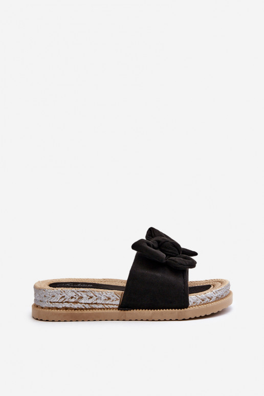  Šlepetės su platforma su kaspinais Juodos spalvos Aflia