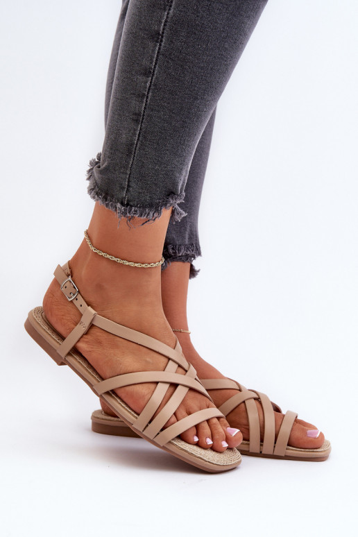 Lygiapadės basutės moterims Big Star NN274012 smėlio spalvos