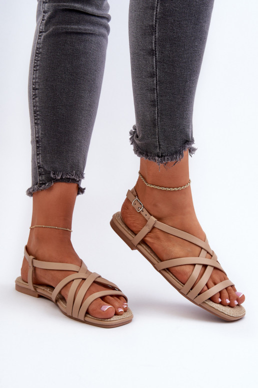 Lygiapadės basutės moterims Big Star NN274012 smėlio spalvos