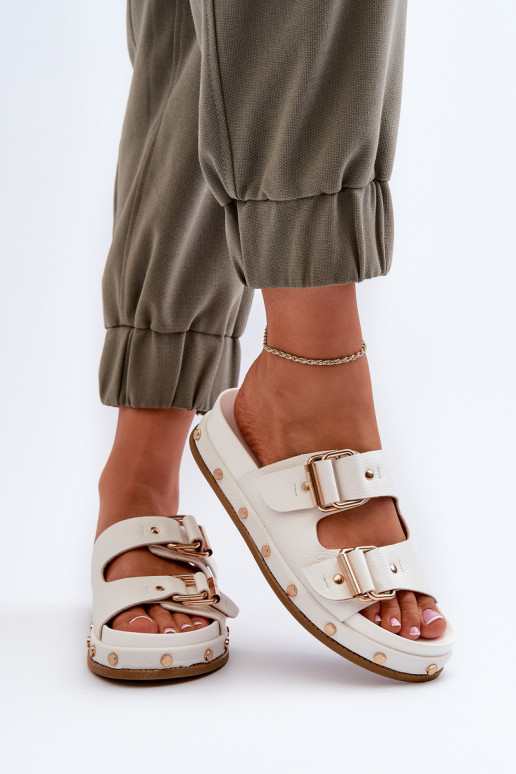 Moteriškos šlepetės su platforma Big Star NN274081 baltos spalvos