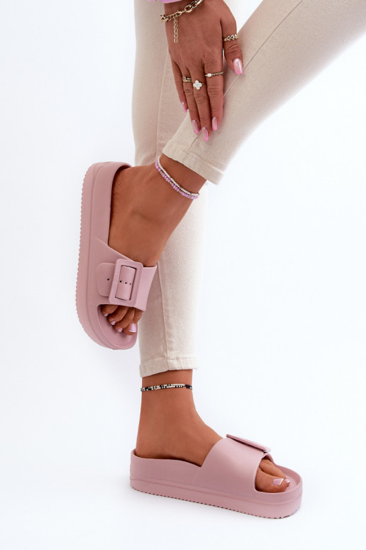 Lengvos šlepetės su platforma su sagtimis Big Star NN274A663 rožinės spalvos