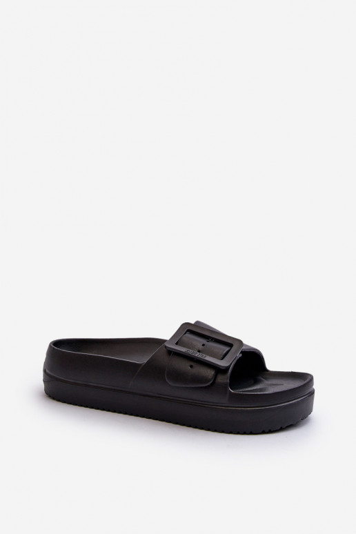 Lengvos šlepetės su platforma su sagtimis Big Star NN274A662 juodos spalvos