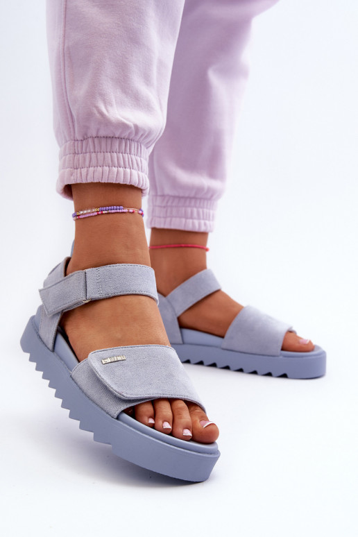 Zomšinės basutės su platforma Big Star NN274706 mėlynos spalvos