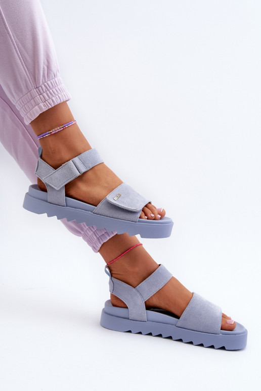 Zomšinės basutės su platforma Big Star NN274706 mėlynos spalvos