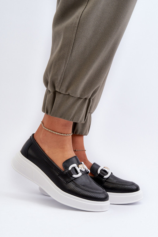 Moteriški mokasinai paaukšintu padu juodos spalvos S.Barski LR720