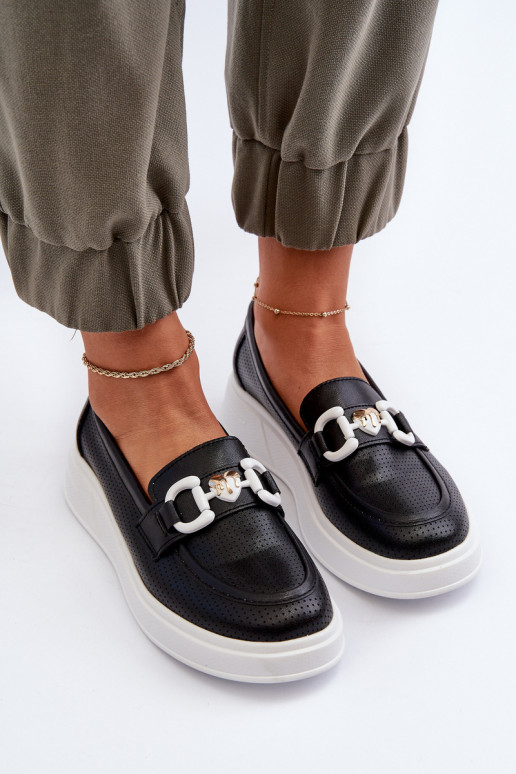 Moteriški mokasinai paaukšintu padu juodos spalvos S.Barski LR720