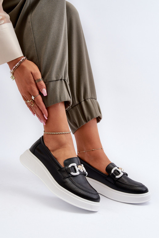 Moteriški mokasinai paaukšintu padu juodos spalvos S.Barski LR720