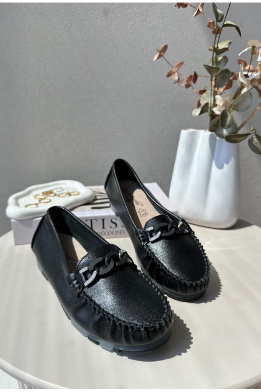 moteriški mokasinai su ornamentais juodos spalvos S.Barski LR339