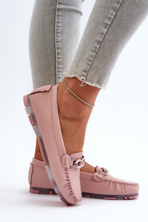 moteriški mokasinai su ornamentais rožinės spalvos S.Barski LR339