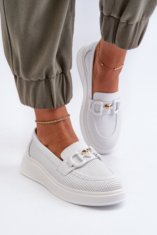 Moteriški mokasinai paaukšintu padu baltos spalvos S.Barski LR720