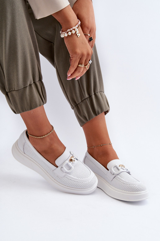 Moteriški mokasinai paaukšintu padu baltos spalvos S.Barski LR720