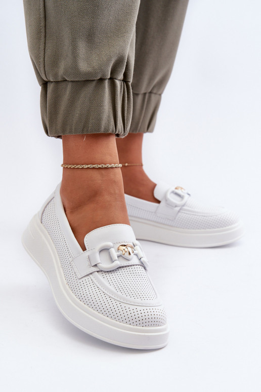 Moteriški mokasinai paaukšintu padu baltos spalvos S.Barski LR720