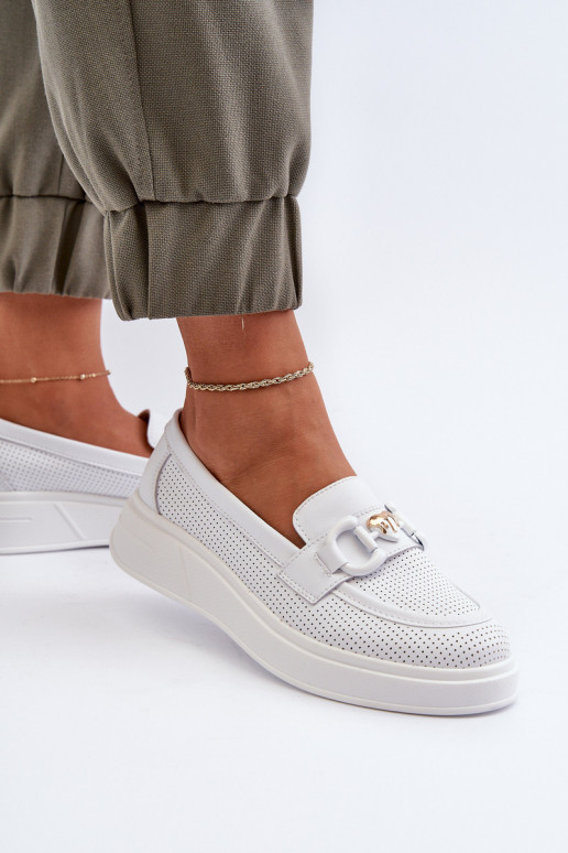 Moteriški mokasinai paaukšintu padu baltos spalvos S.Barski LR720