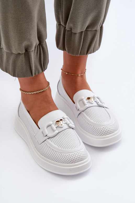 Moteriški mokasinai paaukšintu padu baltos spalvos S.Barski LR720