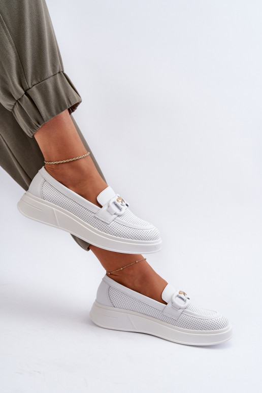 Moteriški mokasinai paaukšintu padu baltos spalvos S.Barski LR720