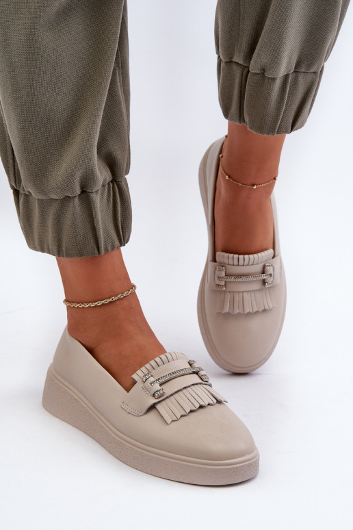 moteriški mokasinai su platforma smėlio spalvos S.Barski LR590