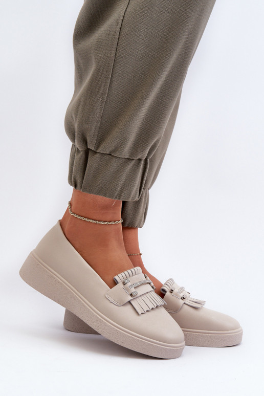 moteriški mokasinai su platforma smėlio spalvos S.Barski LR590