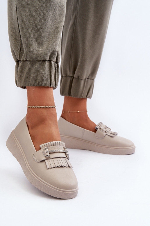 moteriški mokasinai su platforma smėlio spalvos S.Barski LR590