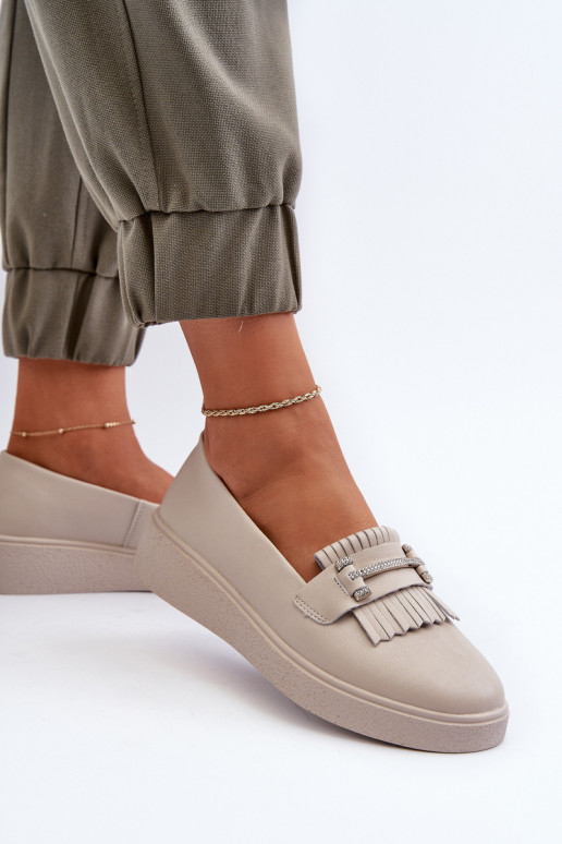 moteriški mokasinai su platforma smėlio spalvos S.Barski LR590