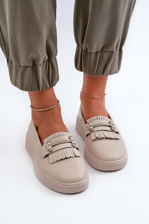 moteriški mokasinai su platforma smėlio spalvos S.Barski LR590