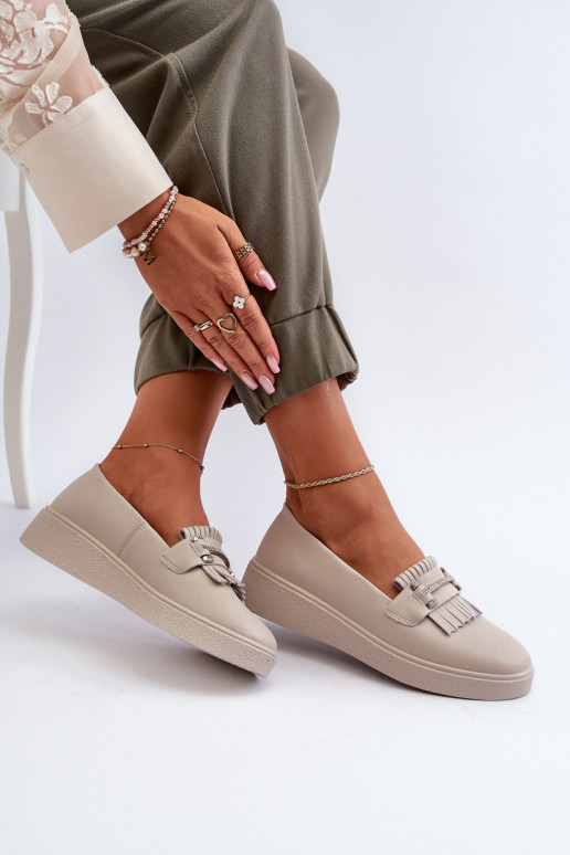 moteriški mokasinai su platforma smėlio spalvos S.Barski LR590