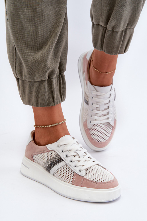 Sneakers modelio batai D&A LR110 Baltos-rožinės spalvos