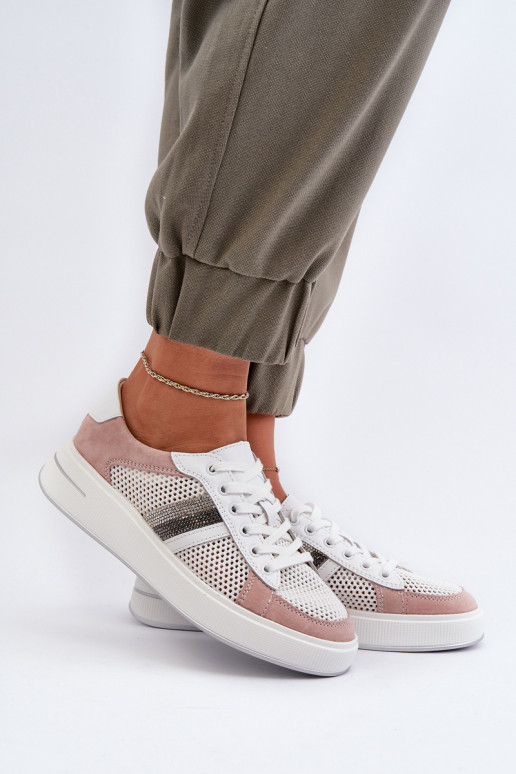 Sneakers modelio batai D&A LR110 Baltos-rožinės spalvos