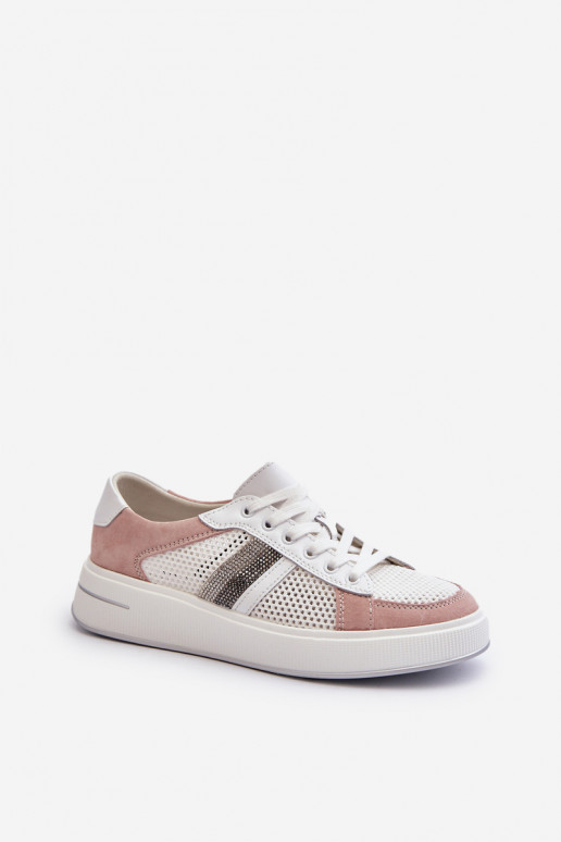 Sneakers modelio batai D&A LR110 Baltos-rožinės spalvos