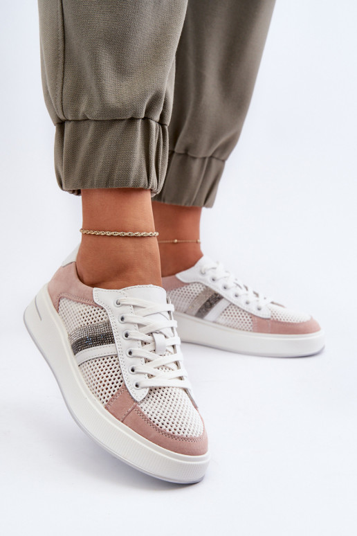 Sneakers modelio batai D&A LR110 Baltos-rožinės spalvos