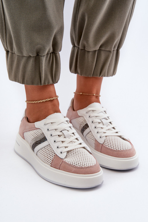 Sneakers modelio batai D&A LR110 Baltos-rožinės spalvos