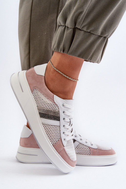 Sneakers modelio batai D&A LR110 Baltos-rožinės spalvos