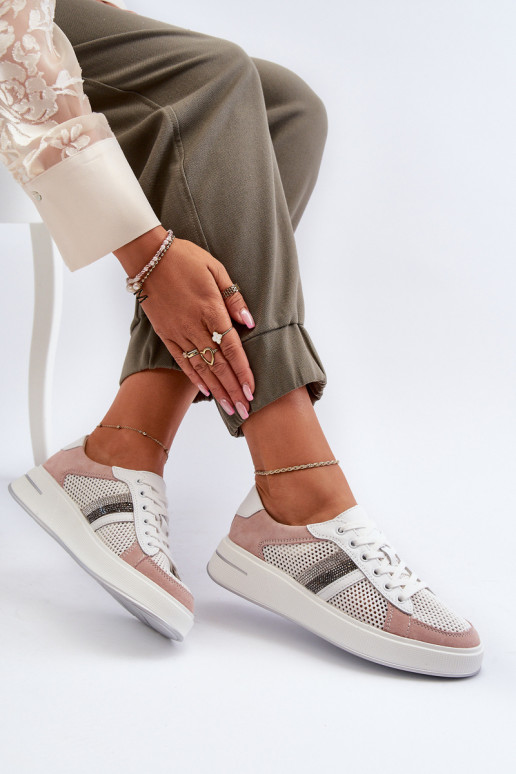 Sneakers modelio batai D&A LR110 Baltos-rožinės spalvos