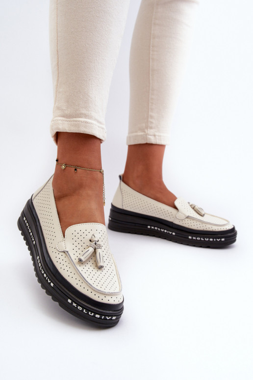 Moteriški mokasinai paaukšintu padu smėlio spalvos Assetnima