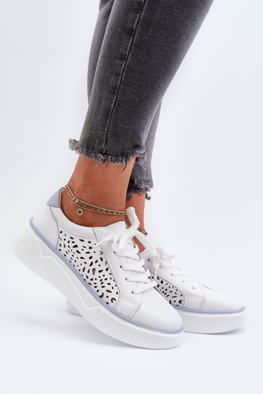 su aužūro elementais Sneakers modelio batai su platforma baltos spalvos Peilaeno su aužūro elementais Sneakers modelio batai su platforma baltos spalvos Peilaeno