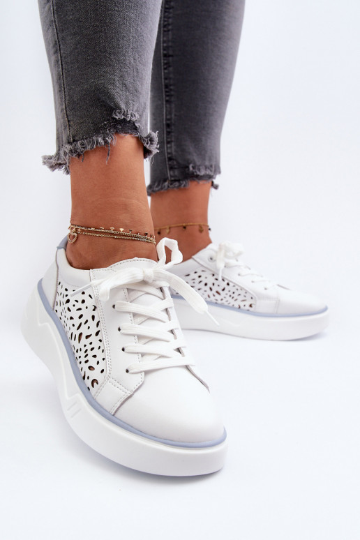 su aužūro elementais Sneakers modelio batai su platforma baltos spalvos Peilaeno su aužūro elementais Sneakers modelio batai su platforma baltos spalvos Peilaeno