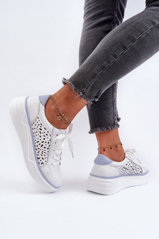su aužūro elementais Sneakers modelio batai su platforma baltos spalvos Peilaeno su aužūro elementais Sneakers modelio batai su platforma baltos spalvos Peilaeno