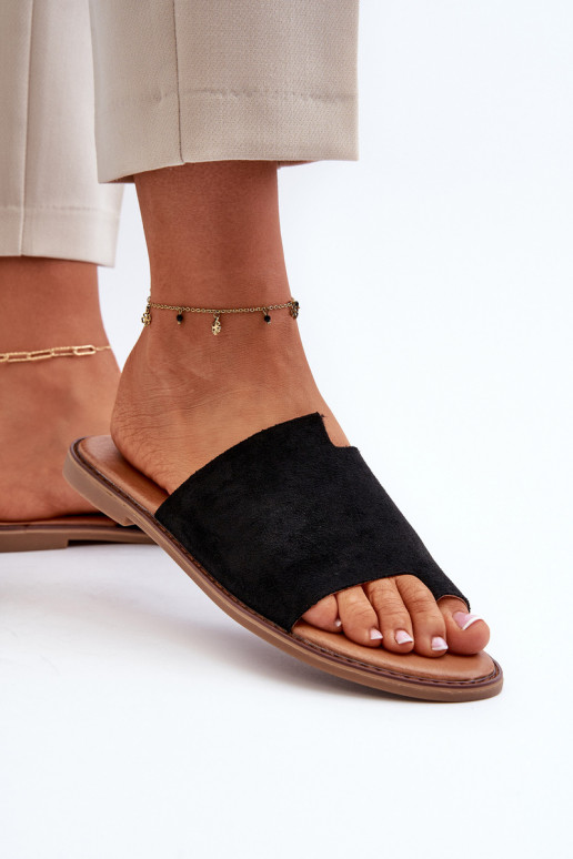 zomšinės šlepetės juodos spalvos Amite