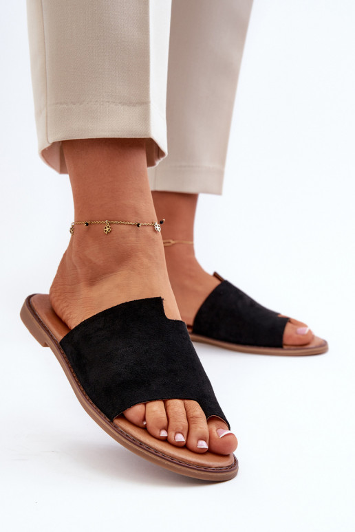 zomšinės šlepetės juodos spalvos Amite