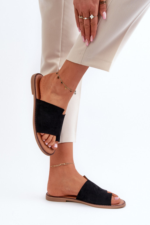 zomšinės šlepetės juodos spalvos Amite