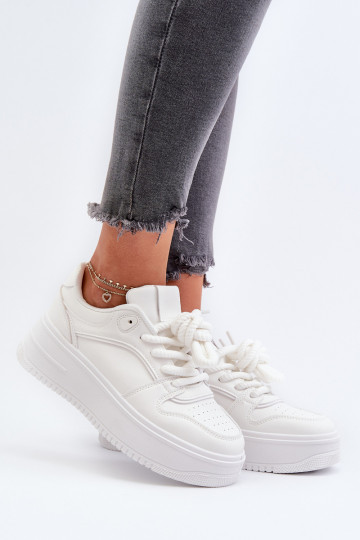 Sneakers modelio batai su platforma iš eko odos baltos spalvos Vhisper