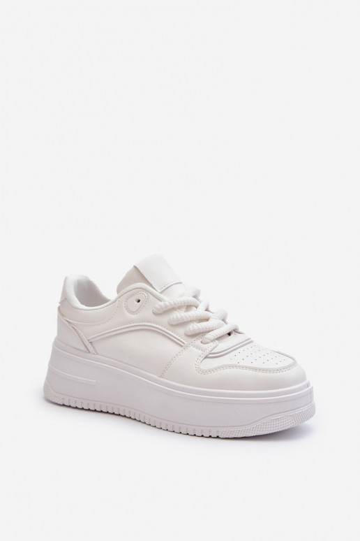 Sneakers modelio batai su platforma iš eko odos baltos spalvos Vhisper Sneakers modelio batai su platforma iš eko odos baltos spalvos Vhisper