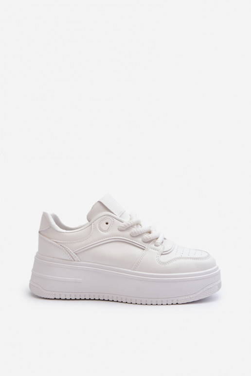 Sneakers modelio batai su platforma iš eko odos baltos spalvos Vhisper Sneakers modelio batai su platforma iš eko odos baltos spalvos Vhisper