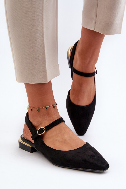 Balerinos žemu kulniuku su atviru kulnu Sergio Leone SK831 juodos spalvos